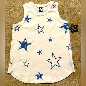 PIXIE LANE GIRLS TANK TOP RED WHITE BLUE STARS SIZE 9/10 NWT!